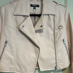 Missguided Pale Blush Faux Leather Moto Jacket
